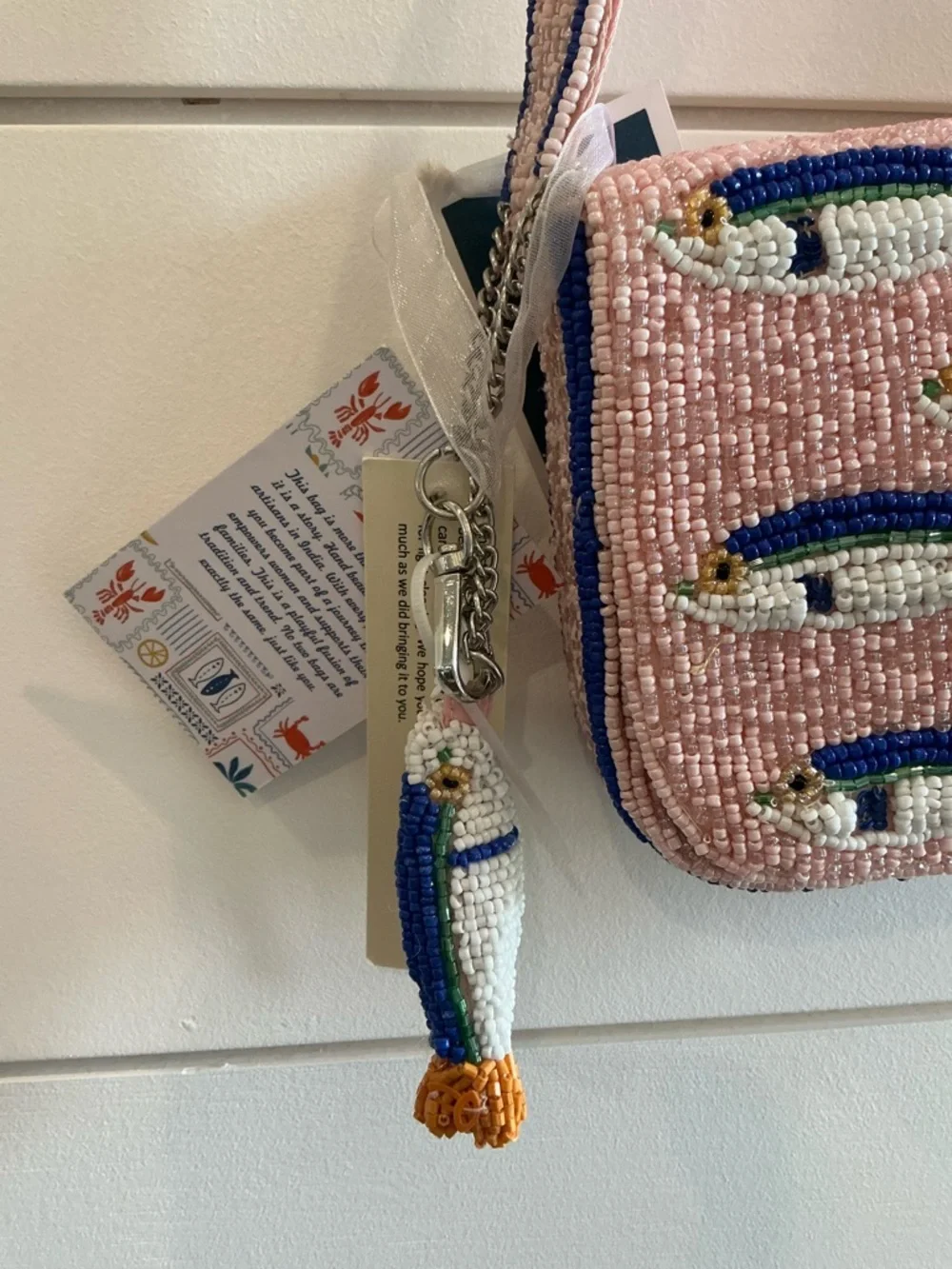 VIRAL Beaded Pink Sardine Pattern Shoulder Bag - Picture 2 of 4